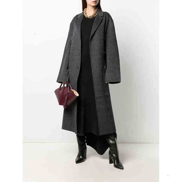 

women's trench coats style double row button fleece cashmere windbreaker long pure color straight cylinder double-sided tweed children, Tan;black