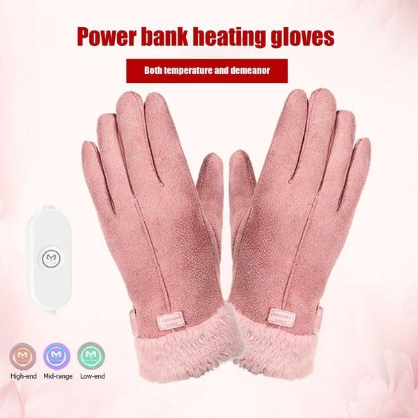 

five fingers gloves winter electric heated usb charging heating ergonomics ladies warming on-off and 3 gear temperature regulat 221125, Blue;gray