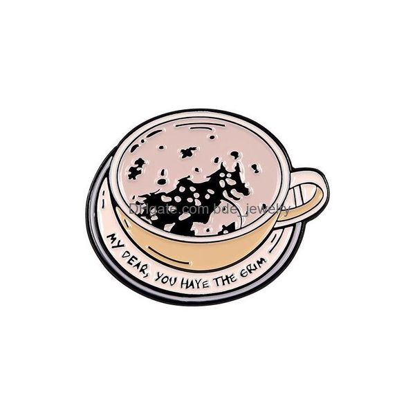 

pins brooches cartoon beer birthday cake coffee cup metal brooches 3pcs set letter theme enamel lapel pins alloy paint brooch for g dhgea, Gray