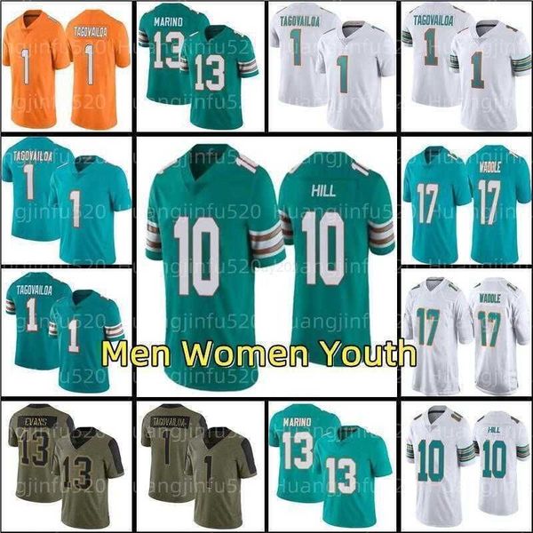 

football jersey miami''dolphins''nfl''1 tua tagovailoa 10 tyreek hill, Black