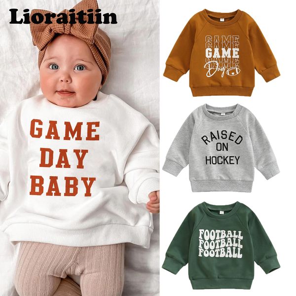 

pullover 0827 lioraitiin 03years infant baby boy girl casual pullovers long sleeve round neck letter print ribbed cuffs sweatshirt 221125, Blue