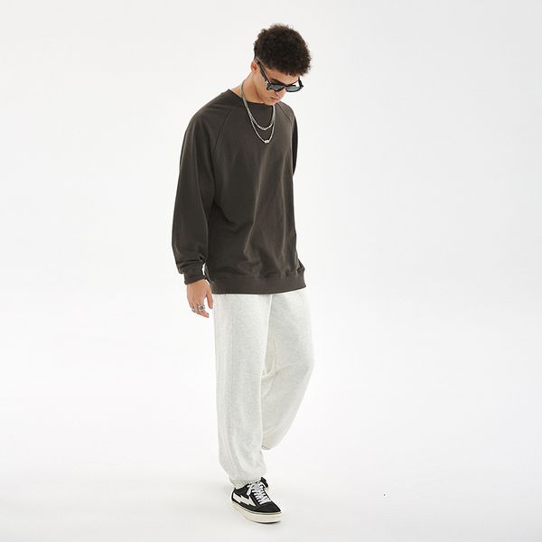 

men's jackets ins autumn winter raglan round neck sweater loose couple allmatch japanese basic cotton sweater hoodie 221128, Black;brown