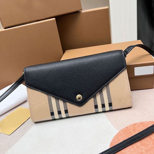 

long wallet check clutch bag vintage handbag coin purse plaid grain genuine leather crossbody bags gold metal buckle internal zipper pocket, Red;black
