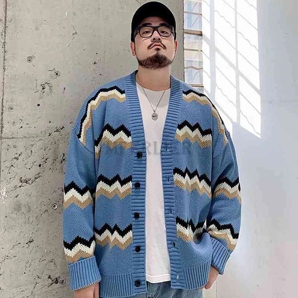 

men's sweaters autumn winter men cardigan sweater geometry large size 8xl korea style kintted sweater loose tees blue black 221128, White;black