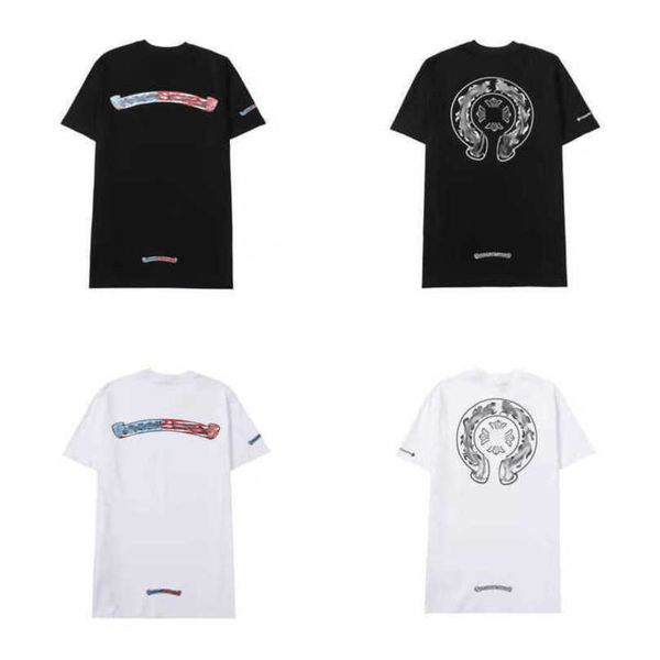 

luxury men's fashion t shirt brand couple tees men women t-shirts sweatshirts sanskrit letter short sleeve horseshoe tshirt classic te, White;black