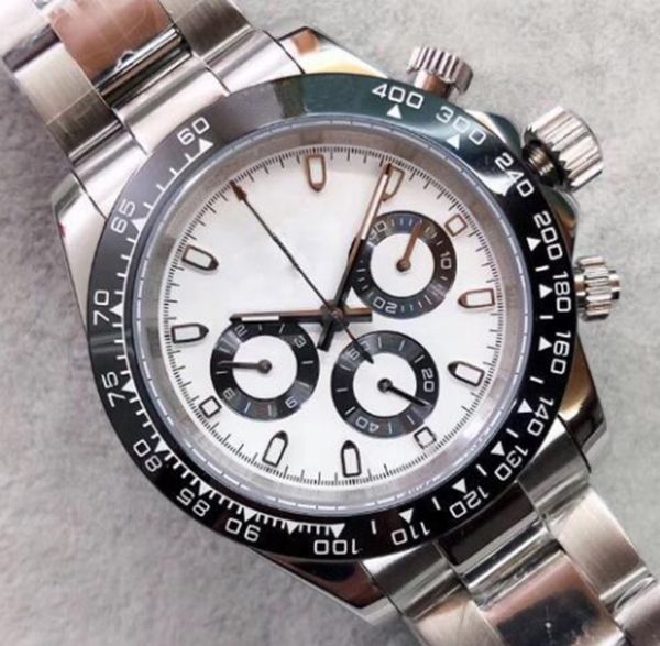 

st9 steel quality watch all subdials working 40mm automatic mechanical movement sapphire glass mens ceramic bezel watches cosmograph meteori, Slivery;brown