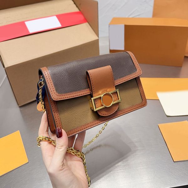 

chain handbag shoulder crossbody bag genuine leather fashion letter patchwork color messenger bags removable adjustable strap internal zippe