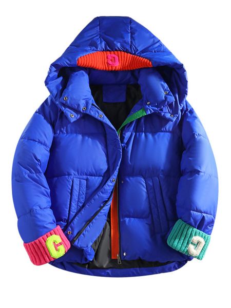 

women's down parkas winter jacket women fashion knitted cuff patchwork bubble coat hooded cotton padded warm parka casual outerwear 221, Black