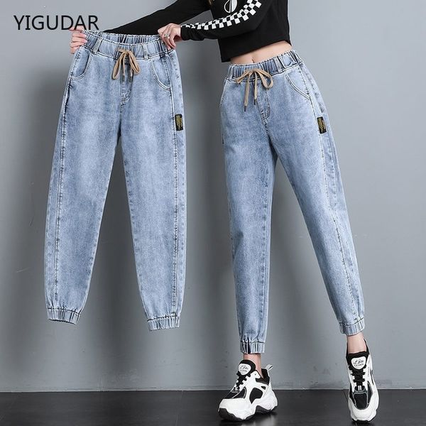 

women's jeans harem pants vintage high waist woman ankle length mom cowboy denim jeans for women 221125, Blue