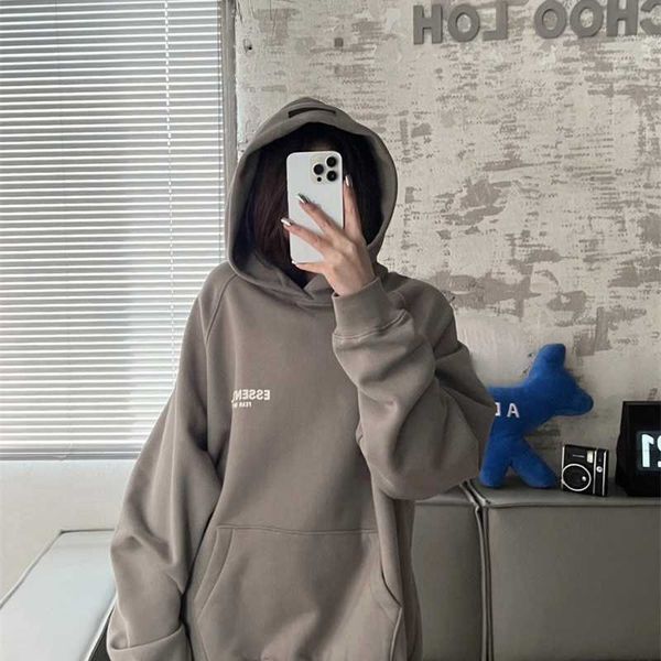 

hoodies hweatshirts strict selection of fog flocking essential letters high street hooded sweater autumn and winter fleece loose pullover sw, Black