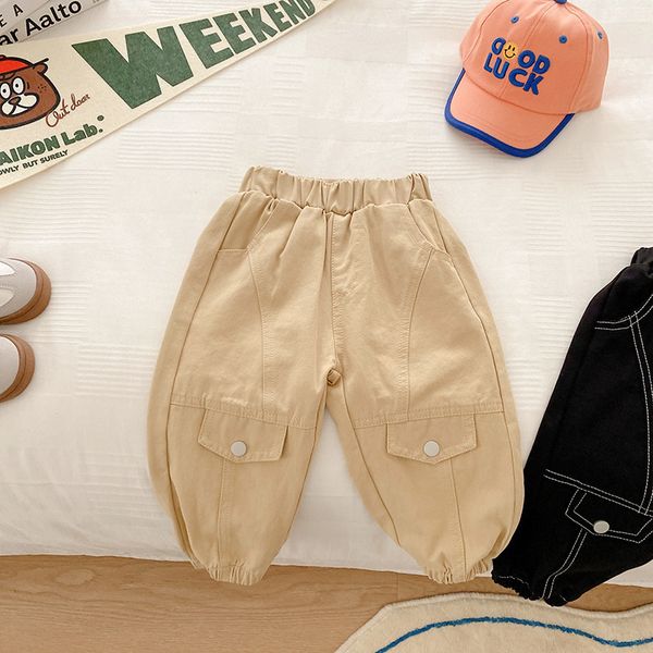 

boys cargo pants causal cotton trousers for boy clothes elastic waist kids clothing autunm spring, Blue