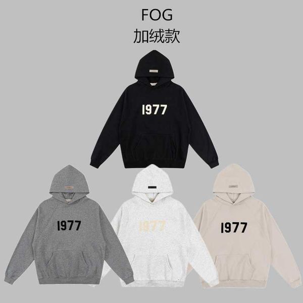 

hoodies hweatshirts fog wear of god double line 1977 american fashion brand winter essentials plush hoodie men and women, Black