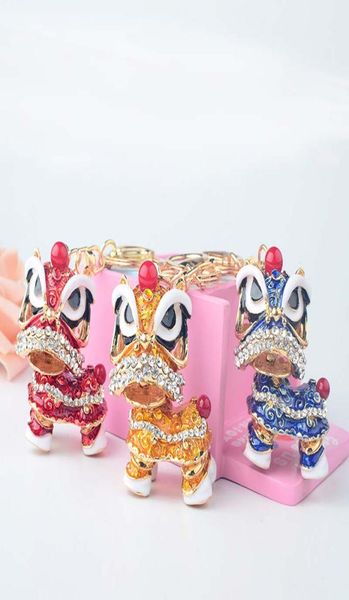 

40pcs dhl creative gift chinese style lion dance alloy key ring fashion girl bag pendant car pendant 7colors7192166, Black