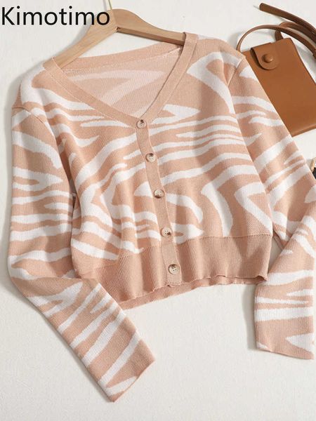 

women's sweaters kimotimo retro leopard print knit cardigan women 2022 autumn v neck long sleeve sweater korean fashion waist all match, White;black