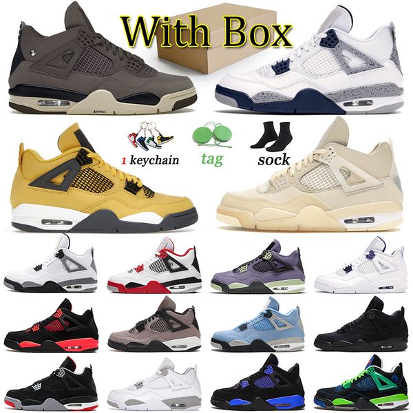

designer 4 basketball shoes jumpman trainers j4 violet ore midnight navy military black canvas offs white 4s black cat men women sneakers sp