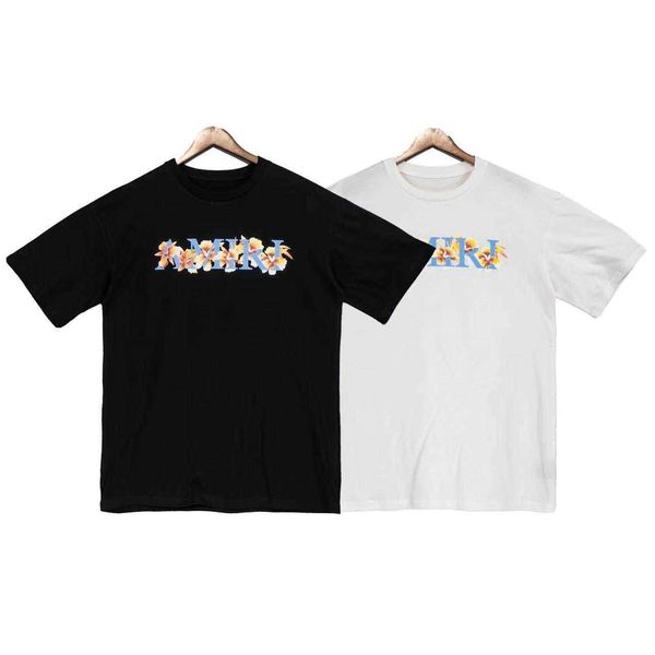 

t-shirt for men amii fashion short sleeve cotton designer shirts brand flower letter printing casual leisure hip hop 7fym, White;black