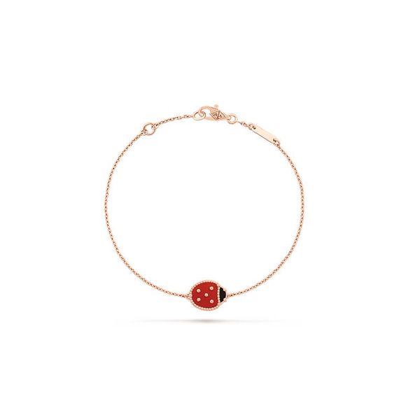 

designer ladybug bracelet rose gold plated chain ladies and girls valentines day mothers day engagement jewelry fade free, Black