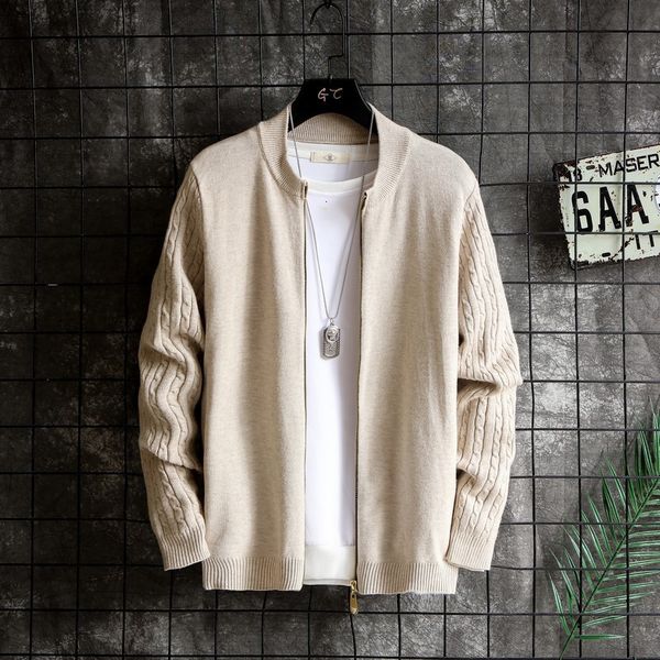 

men's sweaters cardigan sweater man solid color vintage knitted coats oneck elegant twist flower causal oversized fashion brand man swe, White;black