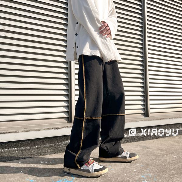 

men's jeans mens jeans fashion all-match trousers korean style high street loose hip hop wide-leg jean pants black/blue 221128