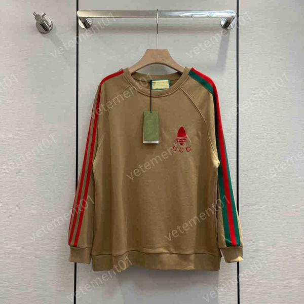 

designer women sweatshirts joint limited edition drop shoulder design hoodies logo embroidery webbing crew neck sweater luxury jumper, Black