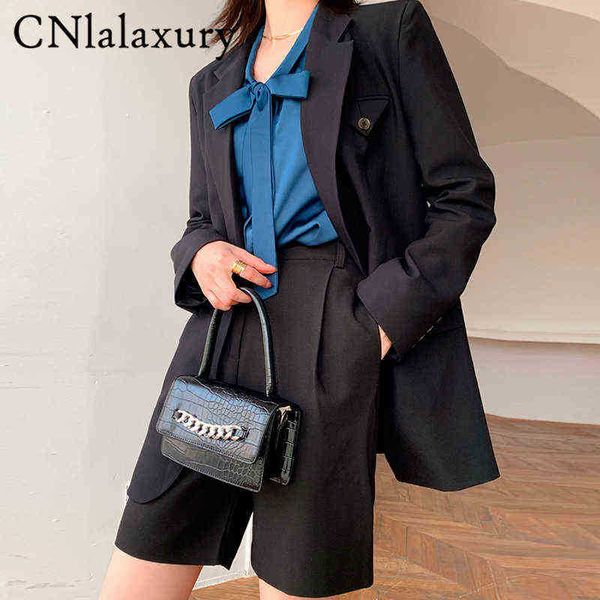 

suit 2021 autumn new elegant black women blazer jacket fashion vintage solid lo, White;black