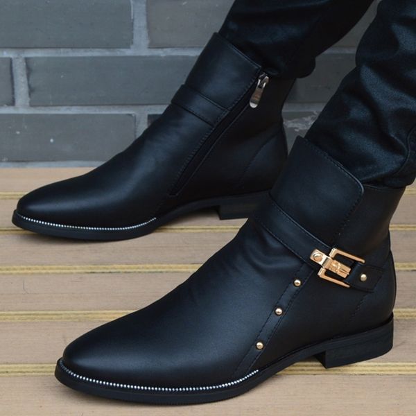 

boots men boots genuine leather men fashion british autumn winter warm plush ankle boots man casual shoes zapatos man hombre 221128, Black
