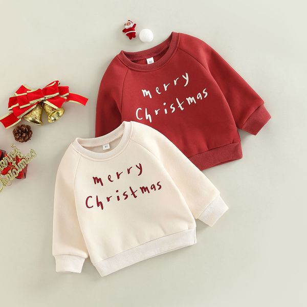 

pullover -08-17 lioraitiin kids boys girls christmas sweatshirts letter print round neck long sleeve pullovers spring autumn 221128, Blue