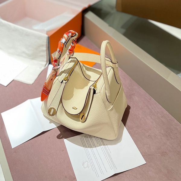 

lindi folding gift box women shoulder bags imported original leather handbags bottom rivet double zipper closure cross body bag large capaci