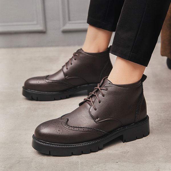 

boots platform leather shoes casual shoes british style leather shoes size 3844 221128, Black