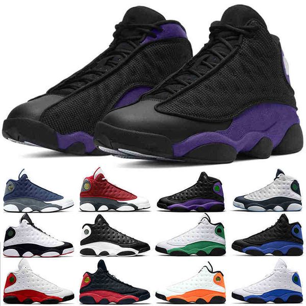 

jumpman 13 basketball shoes mens sneakers 13s reverse bred gold glitter court purple dark powder blue sports shoe size, Black