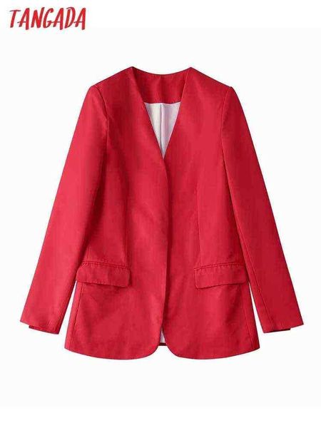 

suit tangada women fashion red fitted blazer coat vintage long sleeve flap pock, White;black