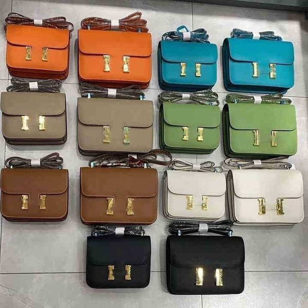 

women's bag h herme constancebag handbag leather designer messenger bags cross grain cowhide h-button one shoulder small square women&#