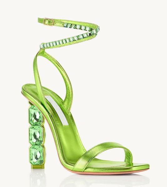 

summer luxury brand aura sandals shoes women crystals heels ankle strappy lady gladiator sandalias party dress wedding pumps eu35-43, Black