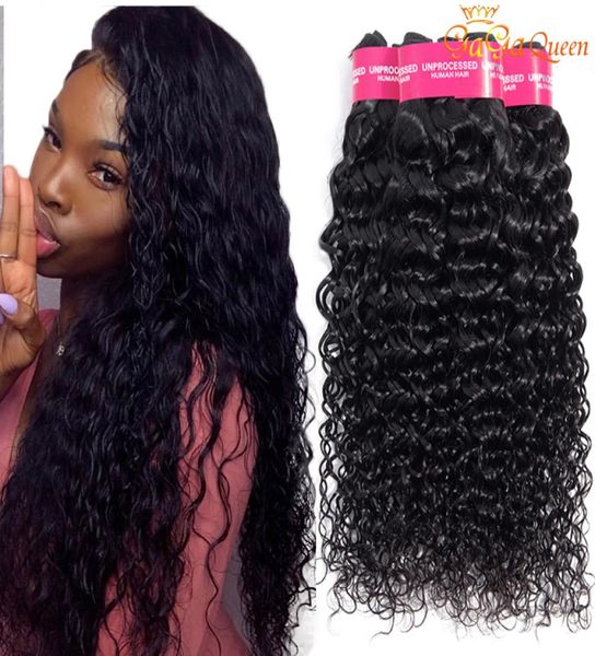 

gagaqueen brazilian water wave hair bundles whole 9a unprocessed brazilian wet and wavy vrigin human hair extensions9240324, Black