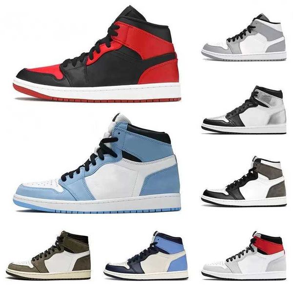 

2022 1s men women basksetball shoes bred patent bordeaux brotherhood dark mocha bubble gum chicago obsidian fragment shadow royal mens