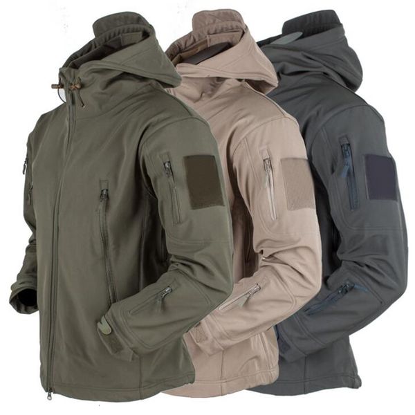 

men's jackets tactical jacket men military combat soft shell army techwear windproof waterproof breathable fleece thermal hooded coats, Black;brown