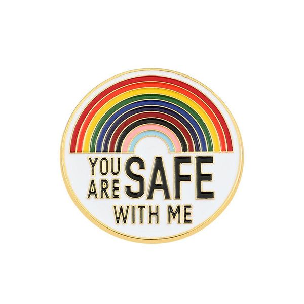 

pins brooches gold plated round rainbow brooches for girls fashion letter enamel pins creative personality alloy badge gift bag acc dhy1l, Gray