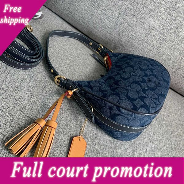 

luxury designer bags 2022 aolai new women's shoulder cowboy old flower tassel carrying crcent kleo xiangbulei underarm ladies evening c