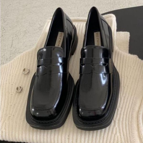 

square toe women loafer matt patent dress shoes british style woman work shoes dvvil, Black
