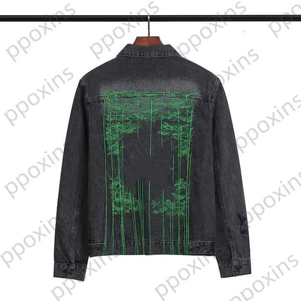 

offs men's jacket chao brand craft embroidery sling letter arrow washed used denim coat winter jackets men windbreaker, Black;brown