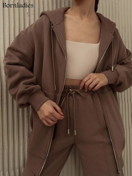 

women s two piece pants bornladies womens tracksuits hooded sweatshirts autumn winter fleece oversize hoodies solid pullovers jackets couple, White
