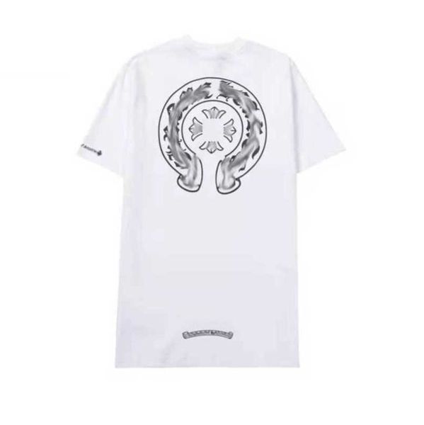 

fashion luxury men's t shirt ch brand tees men women sanskrit letter sweatshirts short sleeve horseshoe couple t-shirt classic cross t, White;black
