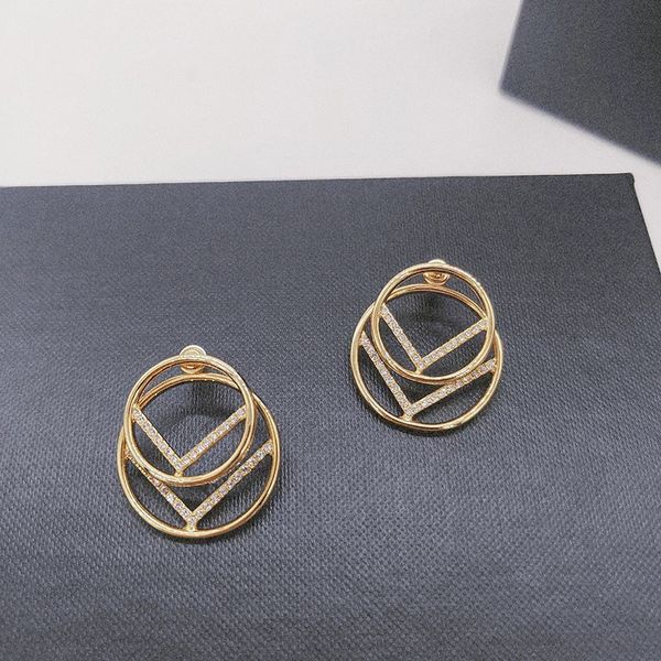 

fashion designer hoop earrings for men stylish womens circle simple hoops explosive luxury brand earrings vintage letter f earring d22112801, Golden;silver