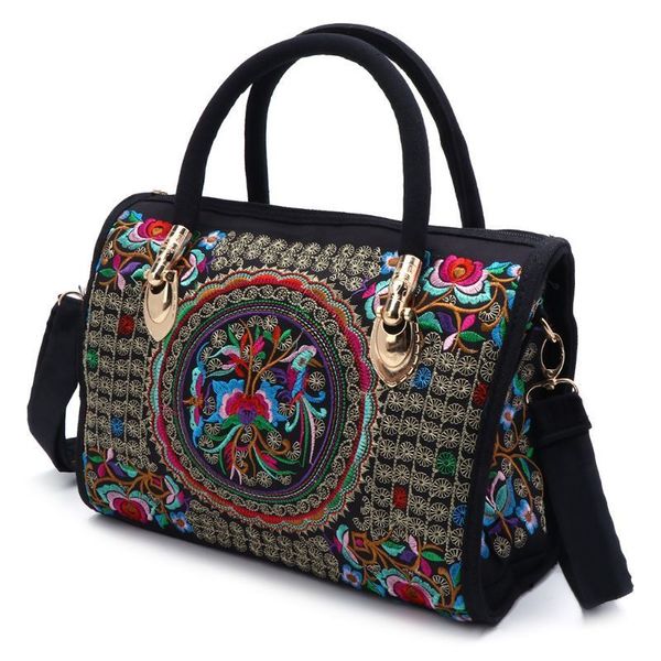 

evening bags women floral embroidered handbag ethnic boho canvas shopping tote zipper bag 221125