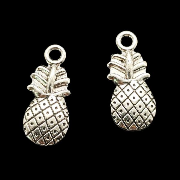 

bulk 100pcs pineapple pendants charms for jewelry making tibetan silver color antique diy handmade craft 20x9mm dh0343, Bronze;silver