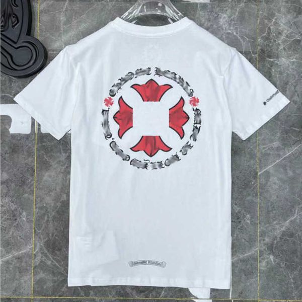 

luxury fashion women's t shirt ch brand tees men women sanskrit letter couple t-shirt sweatshirt horseshoe flower short sleeve polos c, White
