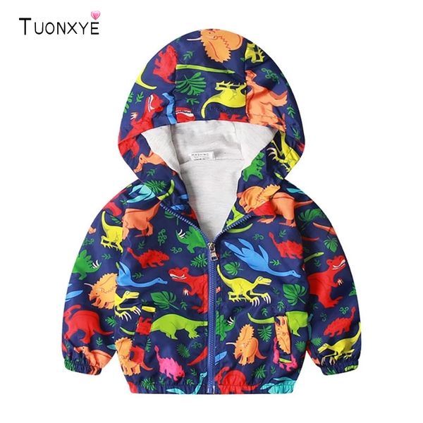 

pullover tuonxye 2-7 years autumn kid jacket children hooded coat boys outerwear clothe spring windbreaker toddler cute dinosaur 221128, Blue