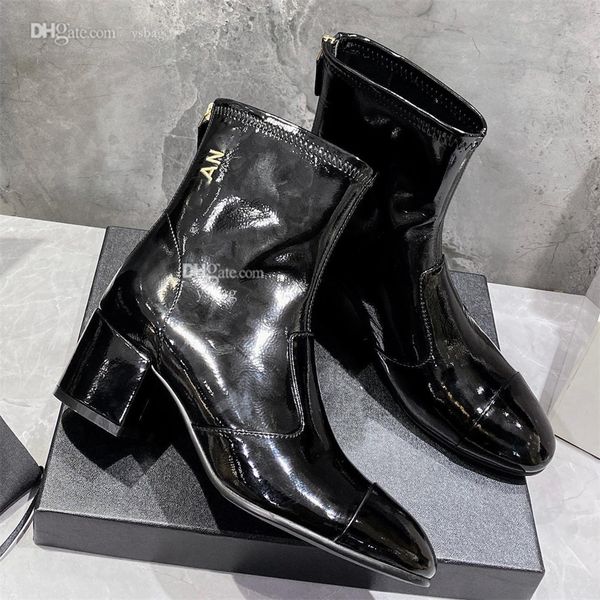 

designer ccs ankle boots fashion leather booties women winter channel boot shoes letters woman dfhdg, Black