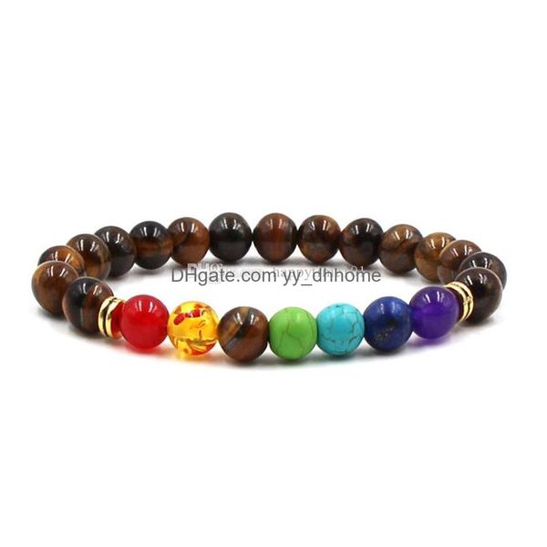 

beaded women charm jewelry natural volcanic stone bracelet 8mm tiger eye black lava beads chakra bracelets christmas gift drop delive dhmbx