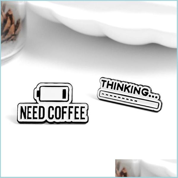 

pins brooches need coffee thinking cute small funny enamel brooches pins for women demin shirt decor brooch pin metal kawai dhgarden dhwci, Gray
